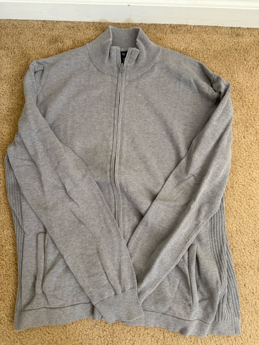 GAP Light Gray Full-Zip Knit Sweater